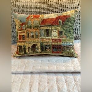 Hines Of Oxford French Country Paris City Tapestry Lumbar Pillow Cover 18" X13"